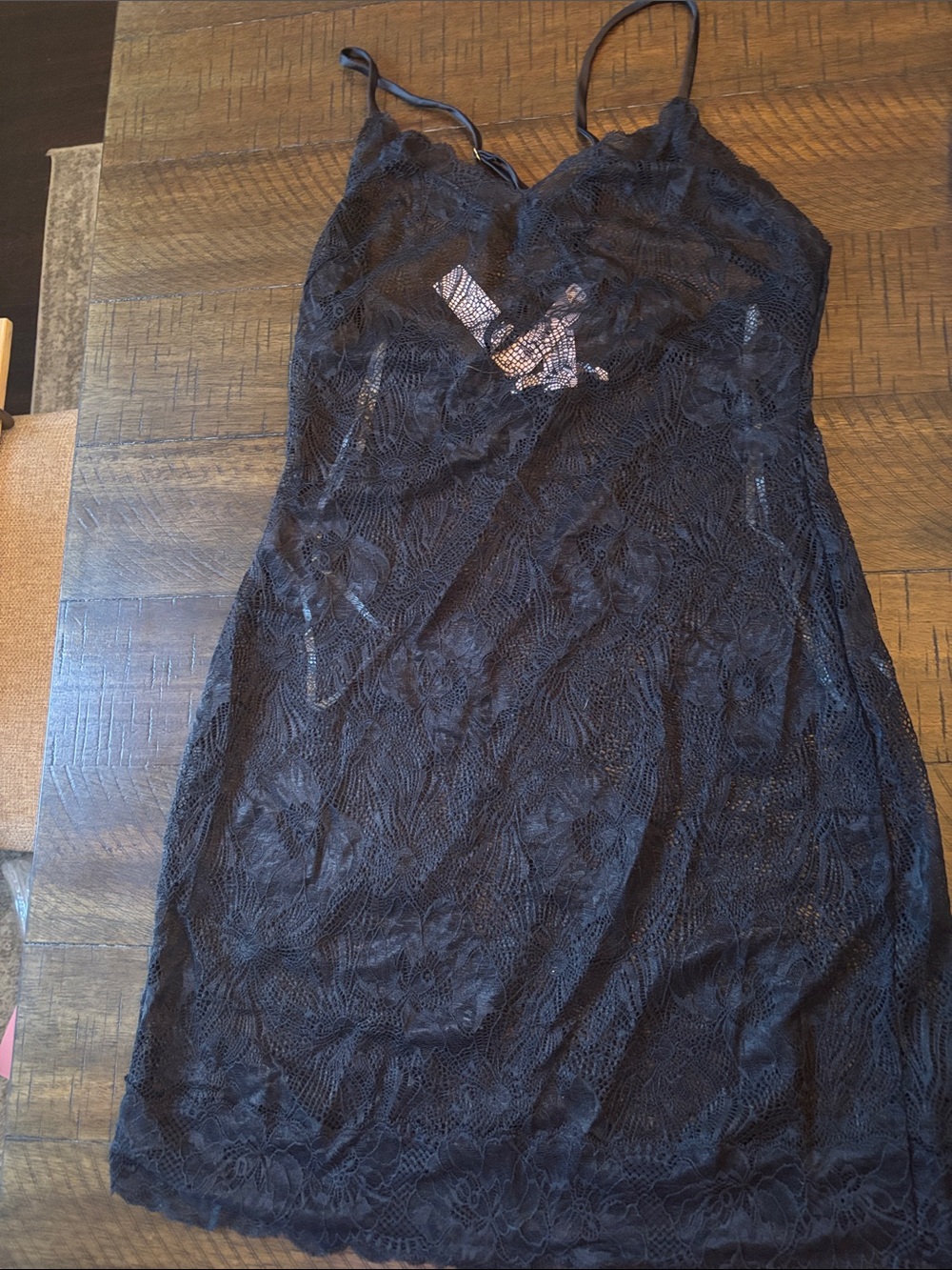 NWT Small Victoria's Secret Black Lace Slip Dress with Spaghetti Straps